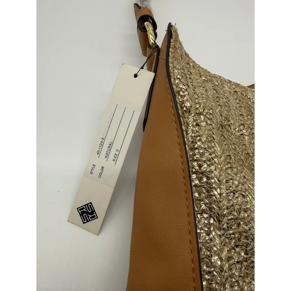 Sondra‎ Roberts Hobo Bag Large Gold New Woven Metallic Tassel 40-1124-3 NWT